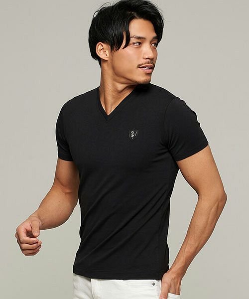 Viola ストレッチ天竺vネック半袖tシャツ メンズ ブランド Vネック エンブレム ワンポイント ストレッチ おしゃれ C ヴィオラ Viola D Fashion Viola ストレッチ天竺vネック半袖tシャツ メンズ ブランド Vネック エンブレム ワンポイント ストレッチ おしゃれ C ヴィオラ Viola D Fashion