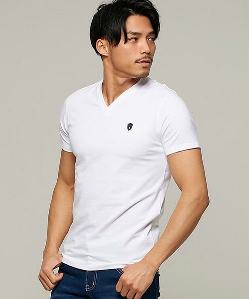 Viola ストレッチ天竺vネック半袖tシャツ メンズ ブランド Vネック エンブレム ワンポイント ストレッチ おしゃれ C ヴィオラ Viola D Fashion Viola ストレッチ天竺vネック半袖tシャツ メンズ ブランド Vネック エンブレム ワンポイント ストレッチ おしゃれ C ヴィオラ Viola D Fashion