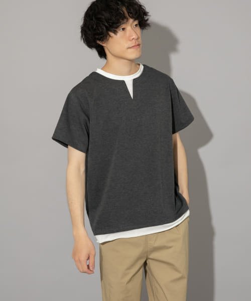 セール 41 Off フェイクレイヤードキーネックカットソー アイテムズアーバンリサーチ メンズ Items Urbanresearch D Fashion