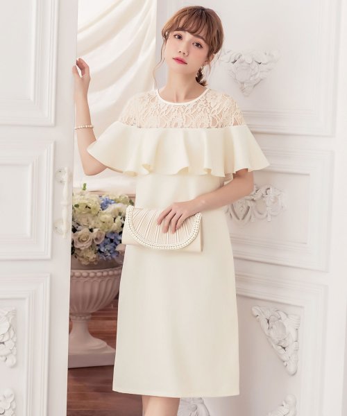 胸元レースデザインパーティードレス 結婚式ワンピース ドレス スター Dress Star D Fashion 胸元レースデザインパーティードレス 結婚式ワンピース ドレス スター Dress Star D Fashion