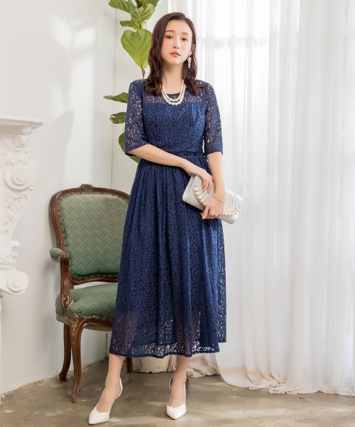総レースaラインワンピース結婚式対応パーティドレス ドレス スター Dress Star D Fashion