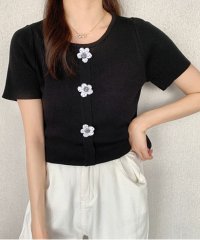 shoppinggo/ショッピングゴー shoppinggo 韓国ファッション 夏新作 サマーニット ニットトップス ニット ラウンドネック トップス ニット薄手 ショート丈 ハーフ/504027544