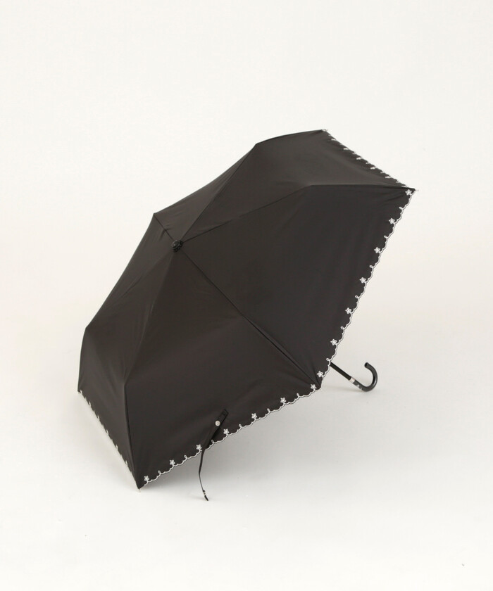 セール 30%OFF】スカラップフラワー刺繍晴雨兼用折りたたみ傘 日傘 