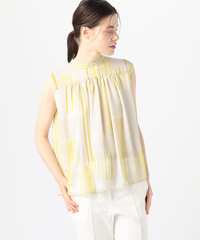 セール 40%OFF】アブストラクトプリント ヨークギャザーブラウス セール 40%OFF】アブストラクトプリント ヨークギャザーブラウス