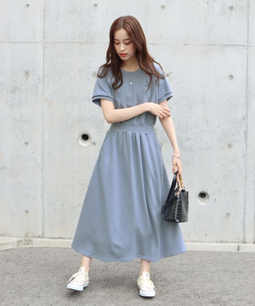 パフスリーブ半袖スウェットワンピース ブルーイースト Blueeast D Fashion パフスリーブ半袖スウェットワンピース ブルーイースト Blueeast D Fashion