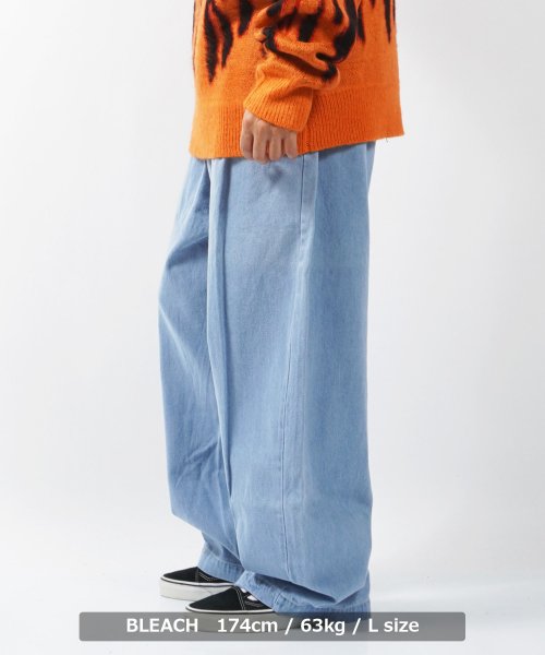 セール10 Off ワイドパンツ メンズ デニム バルーンパンツ レディース デニムワイドパンツ ケミカル バギーパンツ 太い ワイドデニム ボトム ボトムス 綿100 カツラギ ワンフォークロージング 1111clothing D Fashion