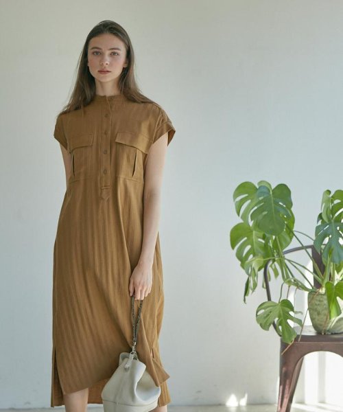 セール Ined Claro リネンブレンドヘリンボーンワンピース クリアインプレッション Clear Impression D Fashion