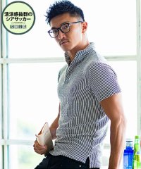CavariA/キャバリア CavariA CavariA ワイヤー入りイタリアンカラー半袖シアサッカーポロシャツ 清涼感/504033750