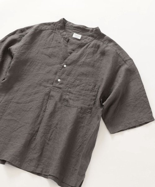 Ships Any オーガニックリネン プルオーバー 5分袖シャツ シップス エニィ メンズ Ships Any Mens D Fashion