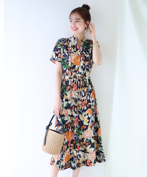 アソート花柄 リーフ柄ワンピース ブルーイースト Blueeast D Fashion アソート花柄 リーフ柄ワンピース ブルーイースト Blueeast D Fashion