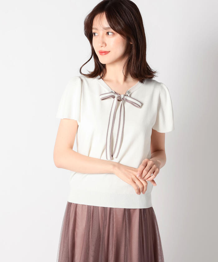ミッシュマッシュ MISCH MASCH 【2024春夏新作】衿刺繍ニット