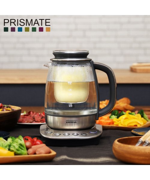 Prismate プリズメイト 電気ケトル ステンレス ガラス デイリー ミニポット ティー コーヒー コンパクト レシピブック付き タイマー 温度調節 ひとり プリズメイト Prismate D Fashion