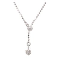 Gems by K/K18WG台 0.1ct ダイヤモンドY字ペンダント 45cmフリーアジャスター (シルバーカットボールチェーン) 18金ホワイトゴールド台/504008099