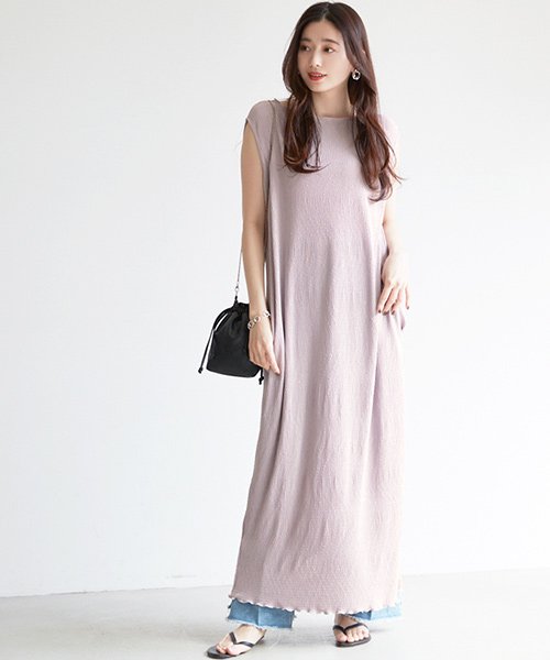 セール 細プリーツノースリーブワンピース コカ Coca D Fashion