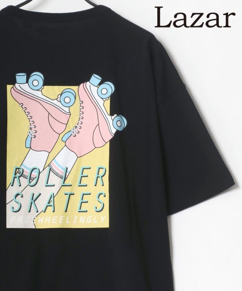 セール Lazar バックプリント Skate 80 Sレトロ イラスト グラフィック Usaコットン オーバーサイズ Tシャツ ラザル Lazar D Fashion