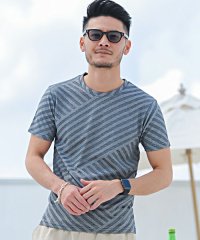 CavariA/CavariA リンクスバイアス柄半袖VネックTシャツ メンズ Vネック 半袖 Tシャツ 無地 バイアス柄 ホワイト グレー ネイビー ブラック【B】/504049654