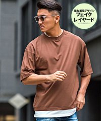 VICCI/VICCI フェイクレイヤードクルーネック半袖ビッグTシャツ メンズ 半袖 ブランド 大きいサイズ ビッグシルエット オーバーサイズ 大人 無地 レイヤード 重/504049668