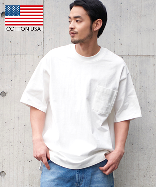 透けない】胸ポケット付きサイドスリットTシャツ(504052580 透けない】胸ポケット付きサイドスリットTシャツ(504052580