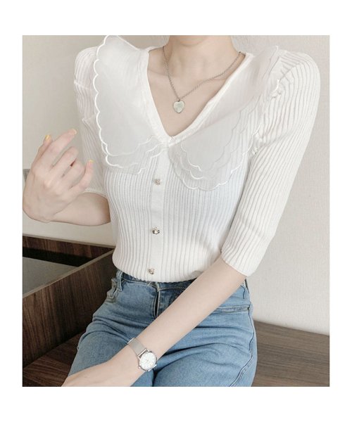 セール30 Off 襟付き Tシャツ 半袖トップス かわいい 5分袖 レース襟 カジュアル トレンドtシャツ 大きめ襟 夏服 Vネック セイヘイショップ Seiheishop D Fashion セール30 Off 襟付き Tシャツ 半袖トップス かわいい 5分袖 レース襟 カジュアル トレンドtシャツ 大きめ襟 夏服 Vネック セイヘイショップ Seiheishop D Fashion