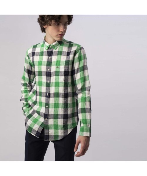 セール ブロックチェックリネンシャツ ラコステ メンズ Lacoste Mens D Fashion セール ブロックチェックリネンシャツ ラコステ メンズ Lacoste Mens D Fashion