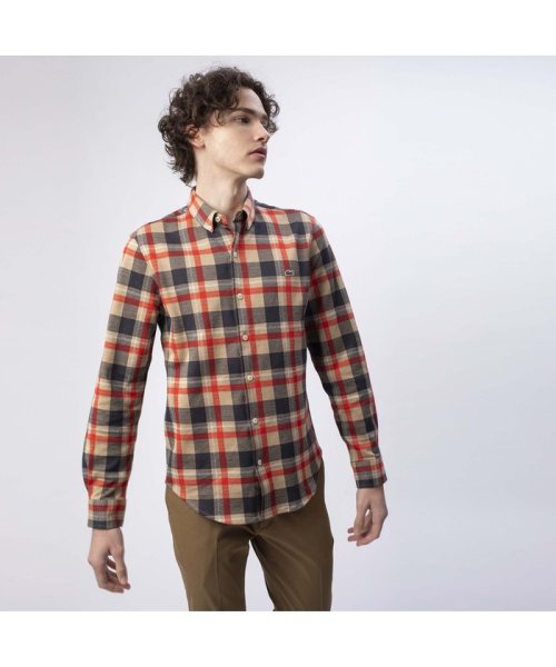 ダブルジャカードニット長袖チェックシャツ ラコステ メンズ Lacoste Mens D Fashion ダブルジャカードニット長袖チェックシャツ ラコステ メンズ Lacoste Mens D Fashion