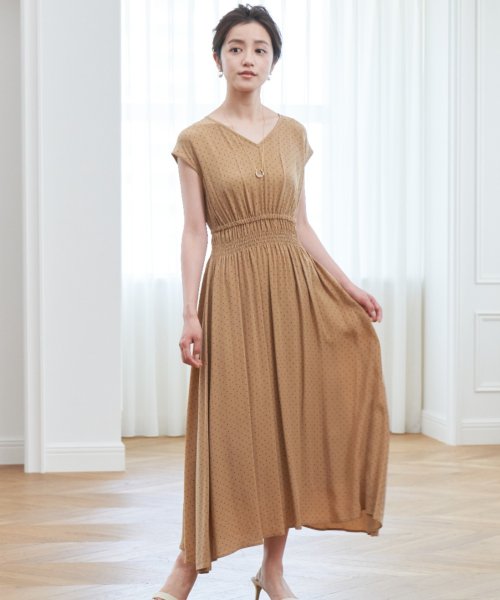 セール ドットプリントシャーリング ワンピース アナイ Anayi D Fashion