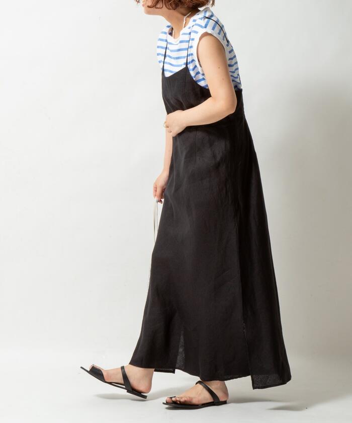 クーポン】【セール 20%OFF】リネンバイヤスキャミワンピース