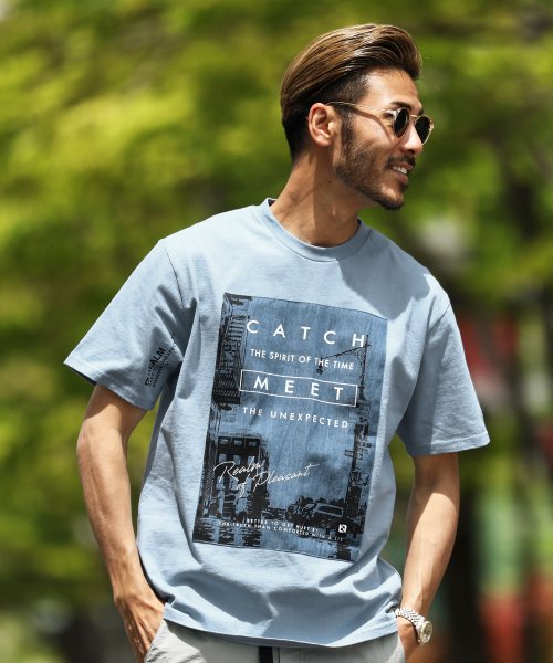 デニムプリント貼り付け半袖tシャツ Tシャツ メンズ おしゃれ ティーシャツ 半袖 カットソー トップス クルーネック ジギーズショップ Jiggys Shop D Fashion