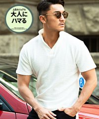 CavariA/キャバリア CavariA CavariA ワイヤー入りイタリアンカラー半袖シアサッカーポロシャツ メンズ シアサッカー 立襟 スキッパー 開襟 細身【C】/504072957