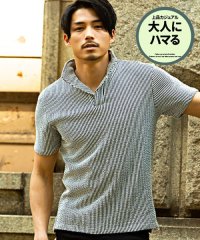 CavariA/キャバリア CavariA CavariA ワイヤー入りイタリアンカラー半袖シアサッカーポロシャツ メンズ シアサッカー 立襟 スキッパー 開襟 細身【C】/504072957