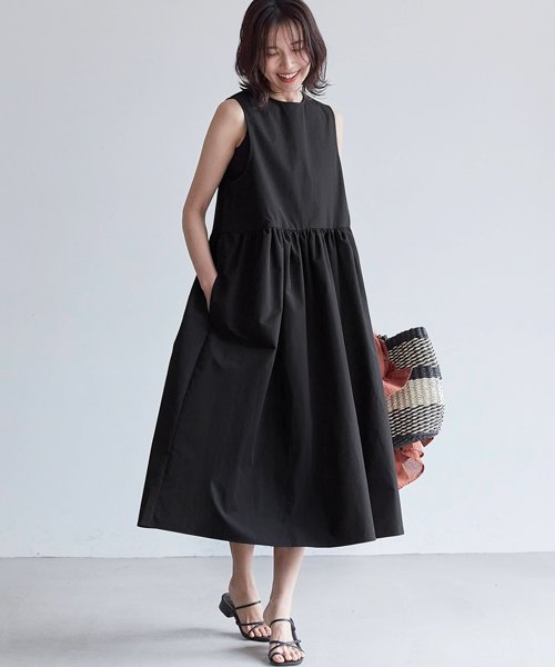 しわになりにくい ウエストギャザーワンピース コカ Coca D Fashion しわになりにくい ウエストギャザーワンピース コカ Coca D Fashion