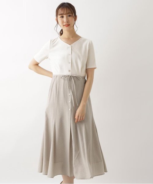 クーポン セール40 Off ドッキングドットプリントワンピース五分袖 ナチュラルビューティーベーシック Natural Beauty Basic D Fashion