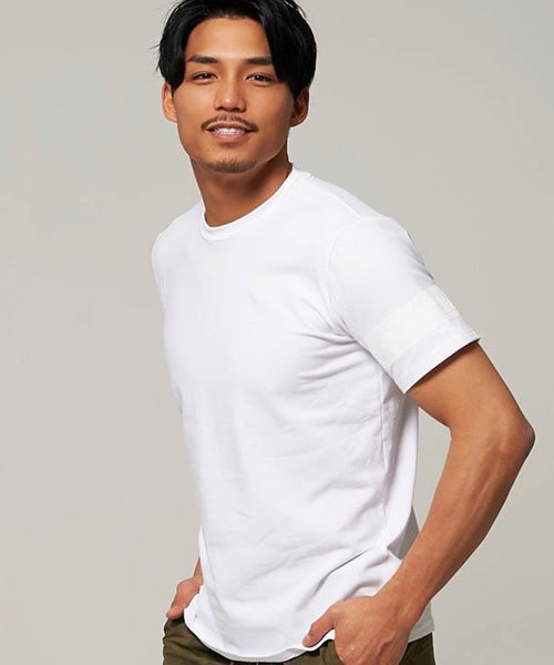 Luxe R 袖ラバー同色プリントクルーネック半袖tシャツ メンズ トップス インナー 細身 スリム スポーティー エスビーセレクト Sb Select D Fashion
