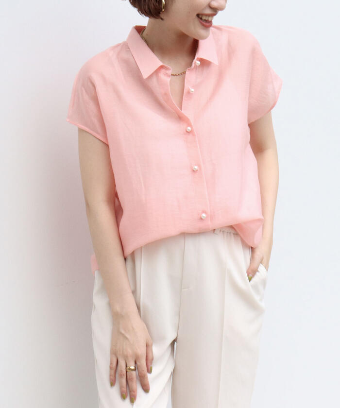 セール 20%OFF】【WEB限定カラーあり】シアースラブ半袖パール釦