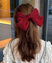 shoppinggo/リボンバレッタ ヘアクリップ ヘアアクセ ダブル 清楚 ガーリー エレガント ヘアピン ビックリボンヘアバレッタ かわいい/504085782