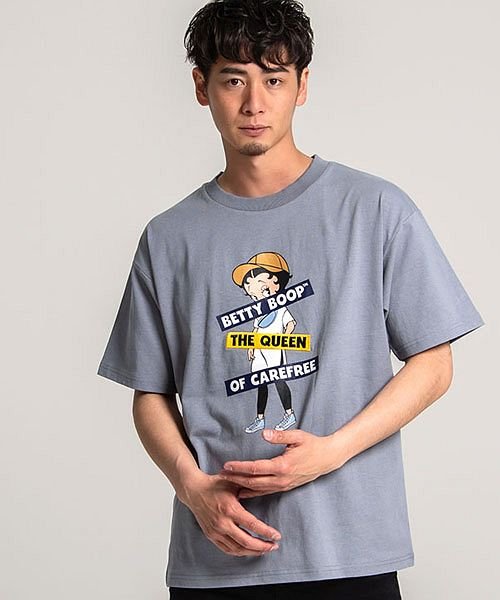 Betty Boop 刺繍ワッペン プリントクルーネック半袖ビッグtシャツ ブランド メンズ ボックスロゴ トップス ベティちゃん ベティ ブープ ベティ ブープ Betty Boop D Fashion