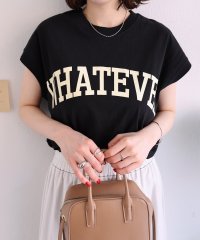 and　Me.../ロゴプリント コットン天竺 ラウンドヘム フレンチスリーブ Tシャツ/504087618