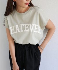 and　Me.../ロゴプリント コットン天竺 ラウンドヘム フレンチスリーブ Tシャツ/504087618