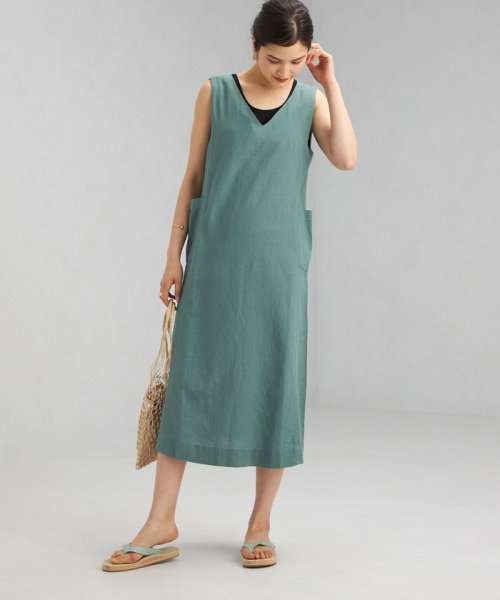ブリーズリネン Cfc Li Vis ポケット付き ワンピース グリーンレーベルリラクシング Green Label Relaxing D Fashion