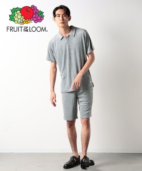 パイルルームウェア上下セット 襟付きトップス フルーツオブザルーム Fruit Of The Loom D Fashion