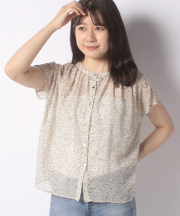 2センチの、円にひとつひとつプリントしてあります。ブラウスです。 セール】2WAYフラワープリントブラウス（シャツ/ブラウス）｜KBF
