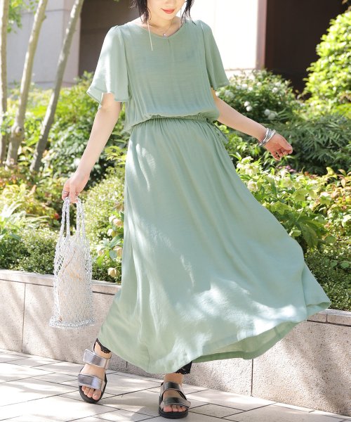 ゆるひらスラブ袖フレアワンピース オシャレウォーカー Osharewalker D Fashion