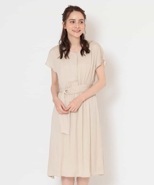 セール 洗濯機で洗える ベルト付きvネックワンピース オフオン Ofuon D Fashion