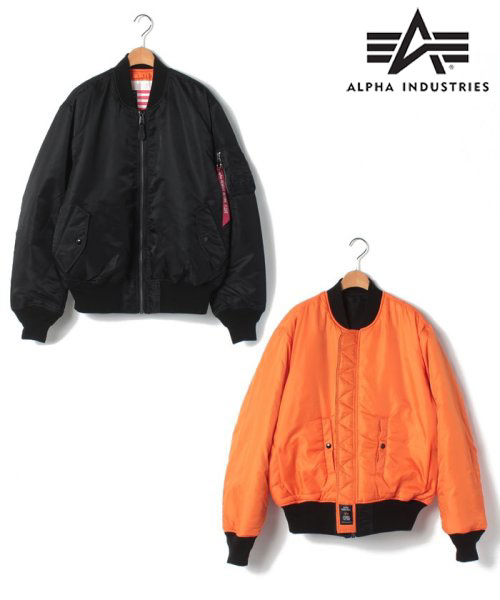 Alpha industries MA-1 フライトジャケット 黒 オレンジ内側 Alpha industries MA-1 フライトジャケット 黒 オレンジ内側