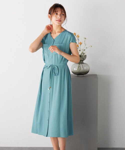 セール 麻調合繊ライトvネックワンピース 手洗い可能 ケティ Ketty D Fashion