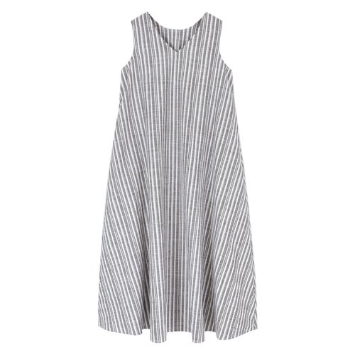 リネン混ストライプノースリーブワンピース ティティベイト Titivate D Fashion リネン混ストライプノースリーブワンピース ティティベイト Titivate D Fashion