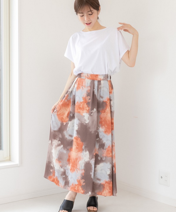 クーポン】【セール 30%OFF】vingtroisぼかしプリントフレアースカート