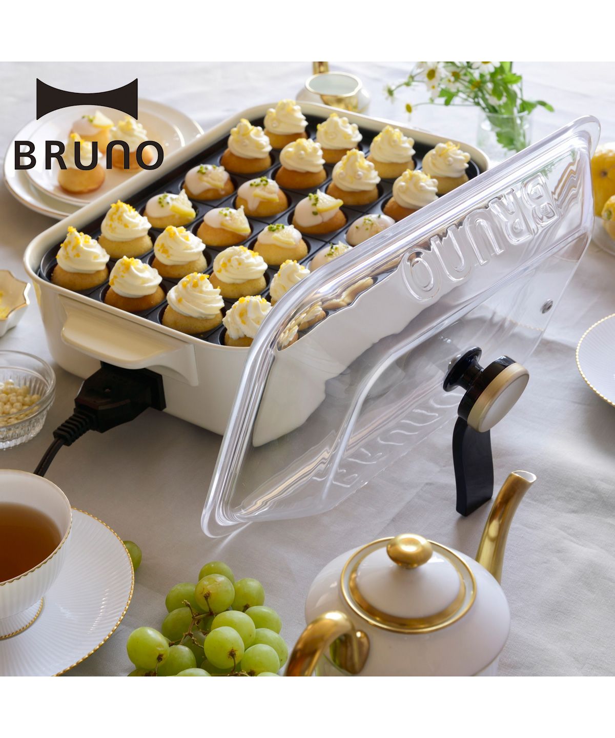 ブルーノ BRUNO BRUNO ブルーノ コンパクトホットプレート専用 ふた フタ ガラス蓋 耐熱ガラス 透明 卓上 キッチン 持ち手付き スタンド  家電 B(504101261) | ブルーノ(BRUNO) - d fashion