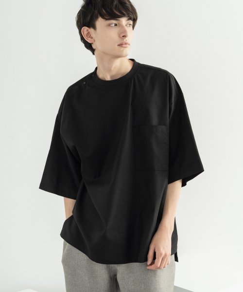 ビッグt 半袖 メンズ レディース Tシャツ カットソー 白 無地 リネン 綿麻 ポケット オーバーサイズ ルーズ ワイド ゆったり ボリューム袖 カジュアル ロッキーモンロー Rocky Monroe D Fashion
