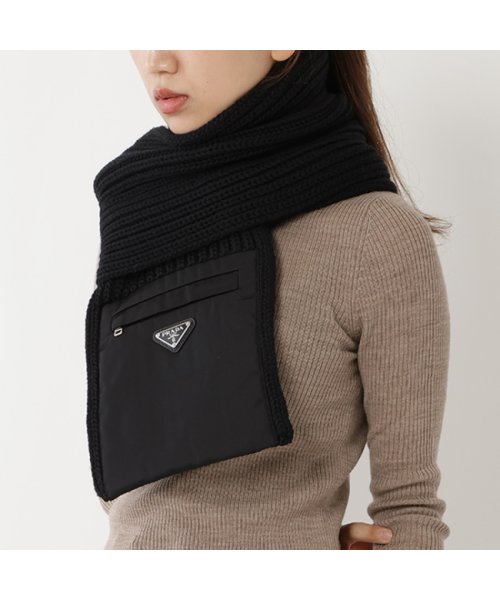セール プラダ マフラー リナイロン トライアングルロゴ ブラック メンズ レディース Prada Ums354 1wto 2 F0002 プラダ Prada D Fashion